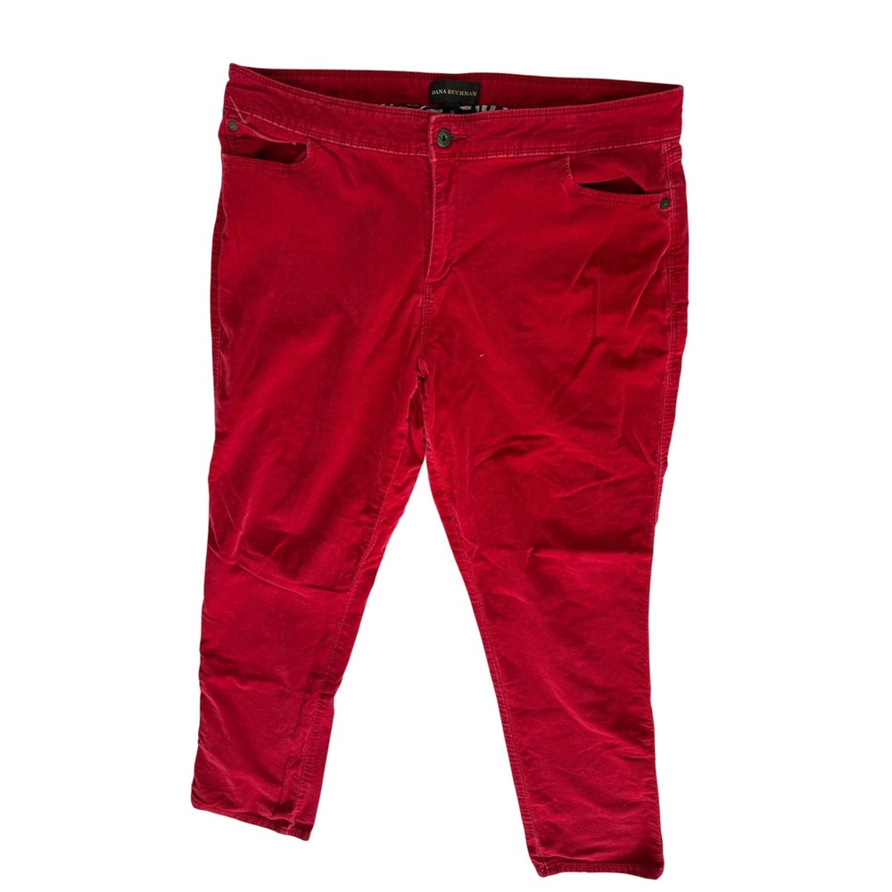 Dana Buchman Womens Pants Size 14 Red Ankle Straight Slim Casual Holiday Work